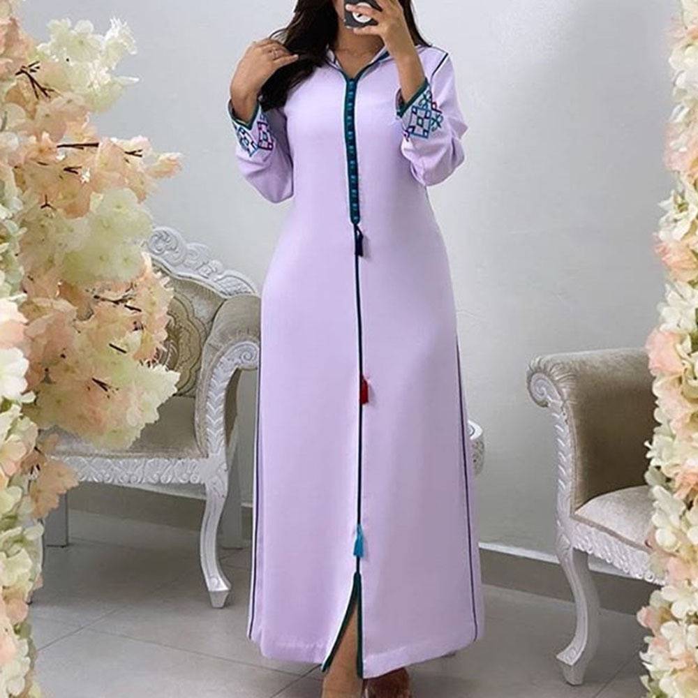 Long Sleeve Ankle-Length Split Pullover Women's Dress