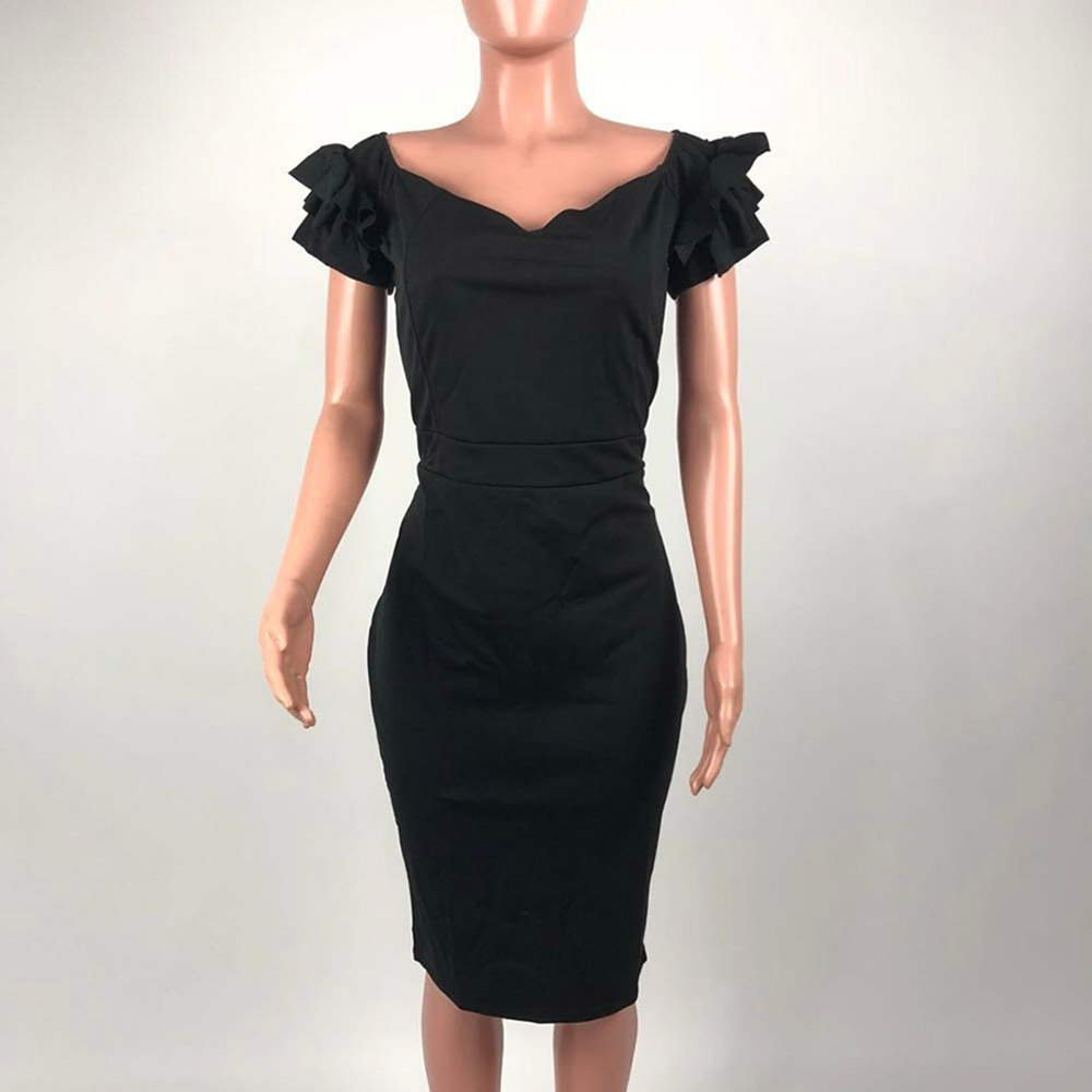 Short Sleeve Stringy Selvedge Mid-Calf Off Shoulder Mid Waist Women's Dress