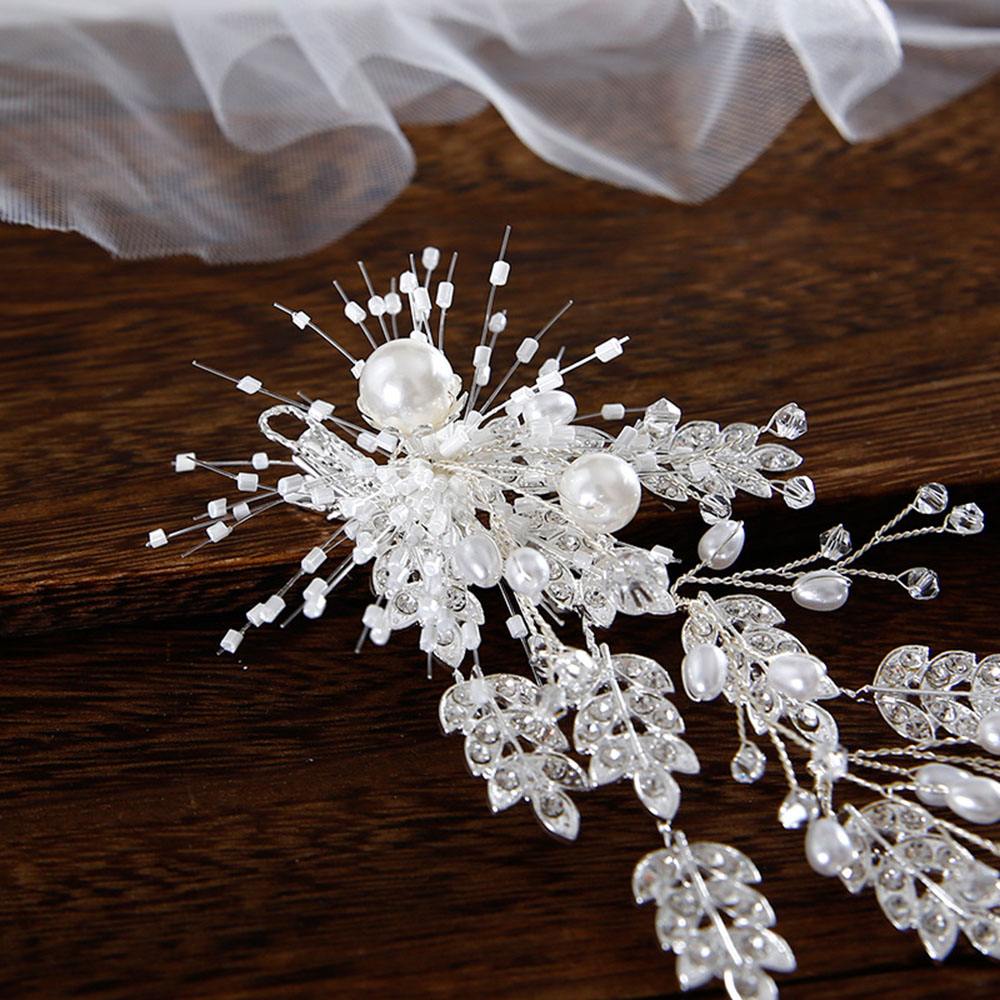 Korean Leaf Diamante Barrette Wedding Hair Accessories