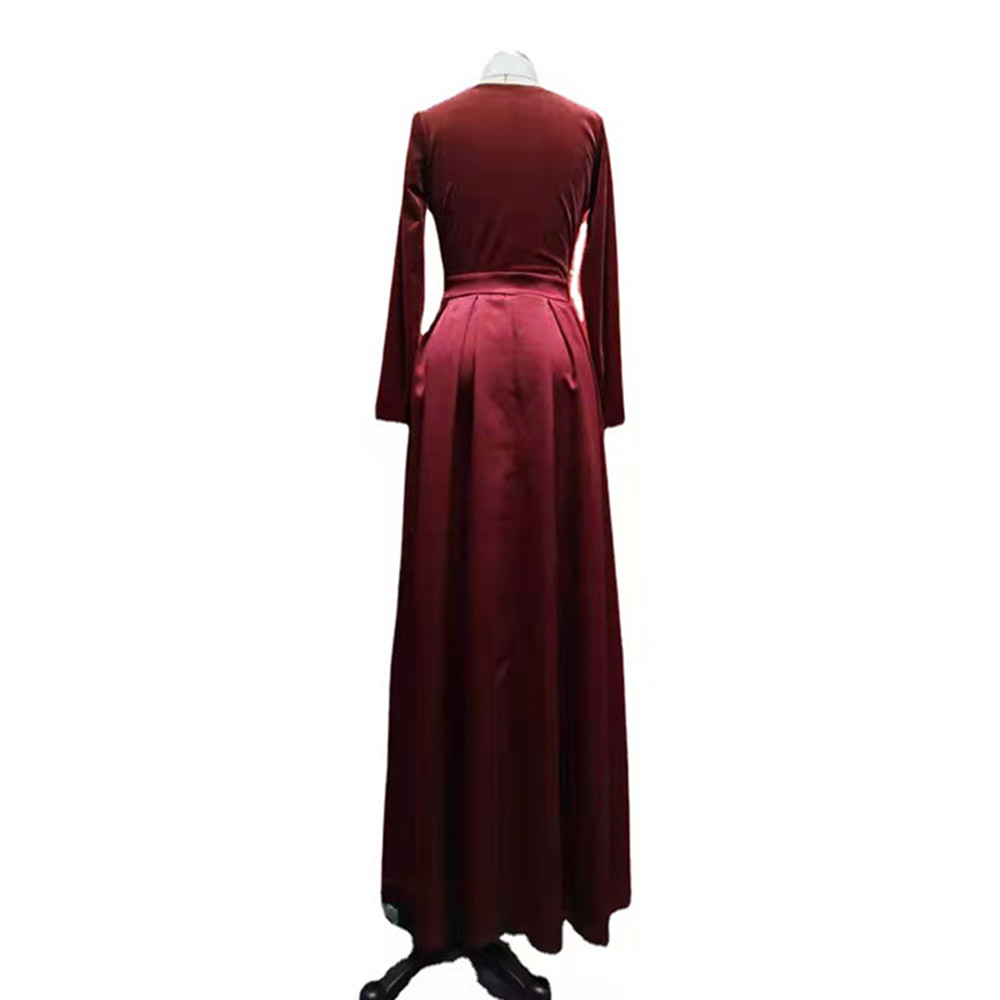 Floor-Length Long Sleeve Split V-Neck Regular Women's Dress