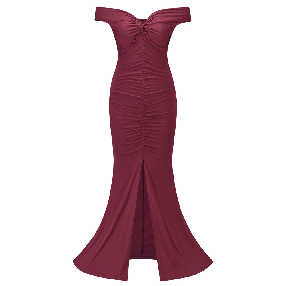 Split V-Neck Short Sleeve Floor-Length Summer Women's Dress