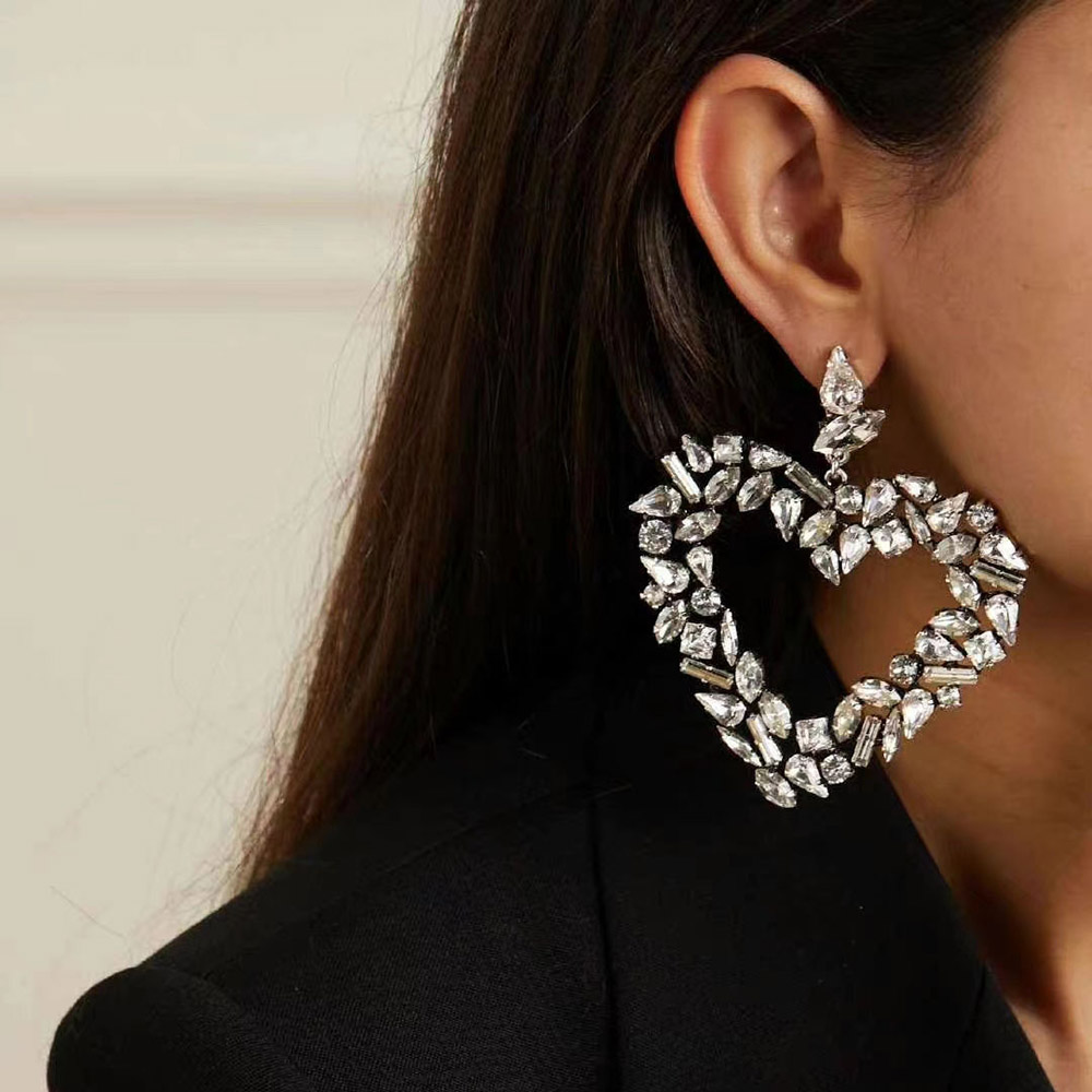 Heart-Shaped European Rhinestone Gift Earrings