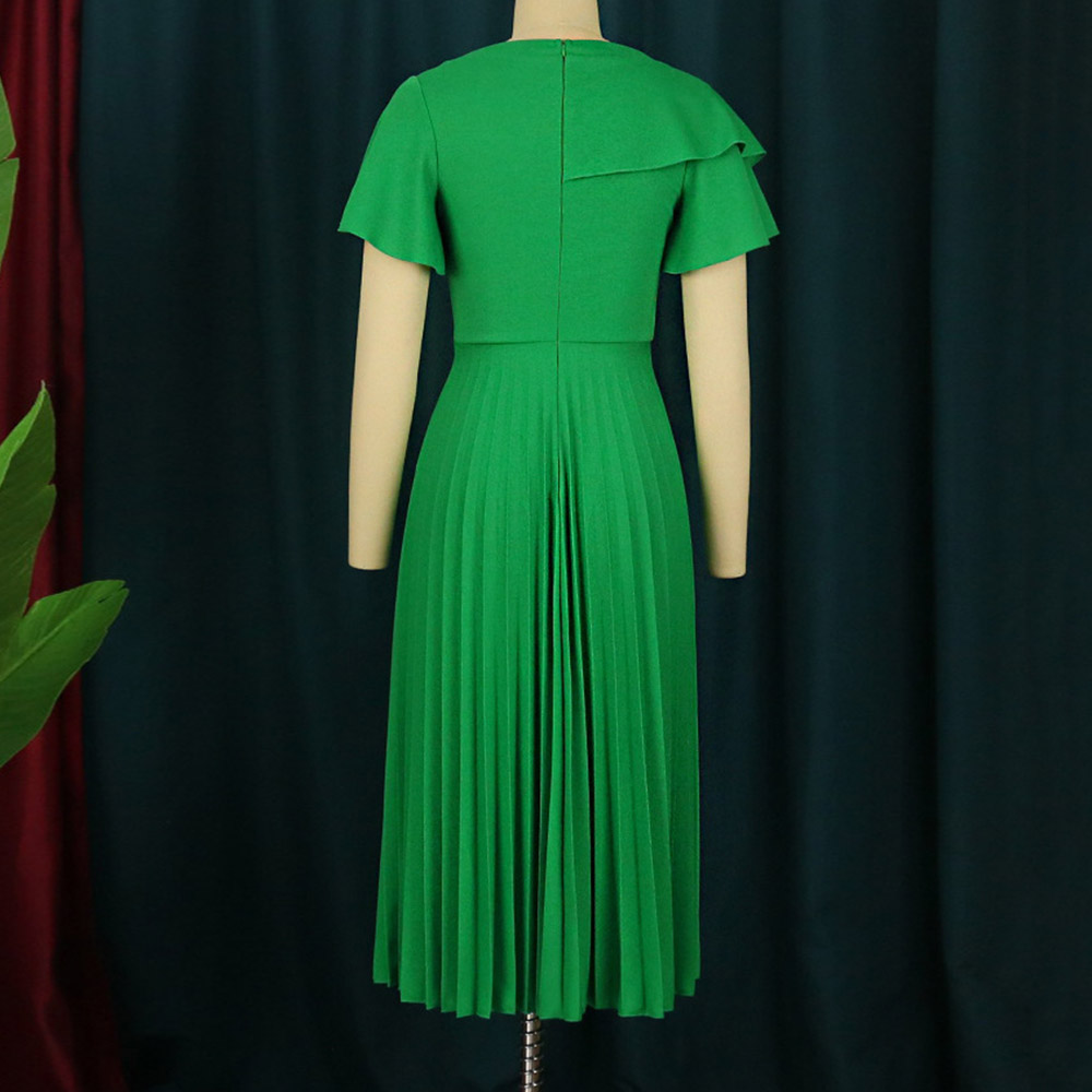 Short Sleeve Asymmetric Mid-Calf Summer Women's Dress