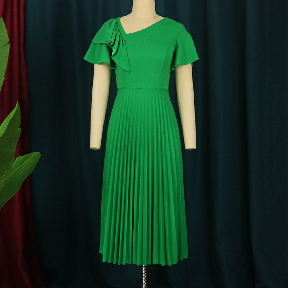Short Sleeve Asymmetric Mid-Calf Summer Women's Dress