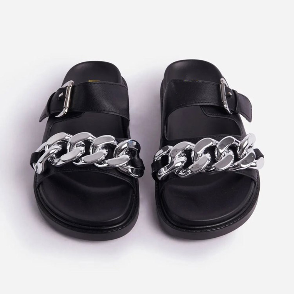 Flat With Chain Slip-On Flip Flop PVC Slippers
