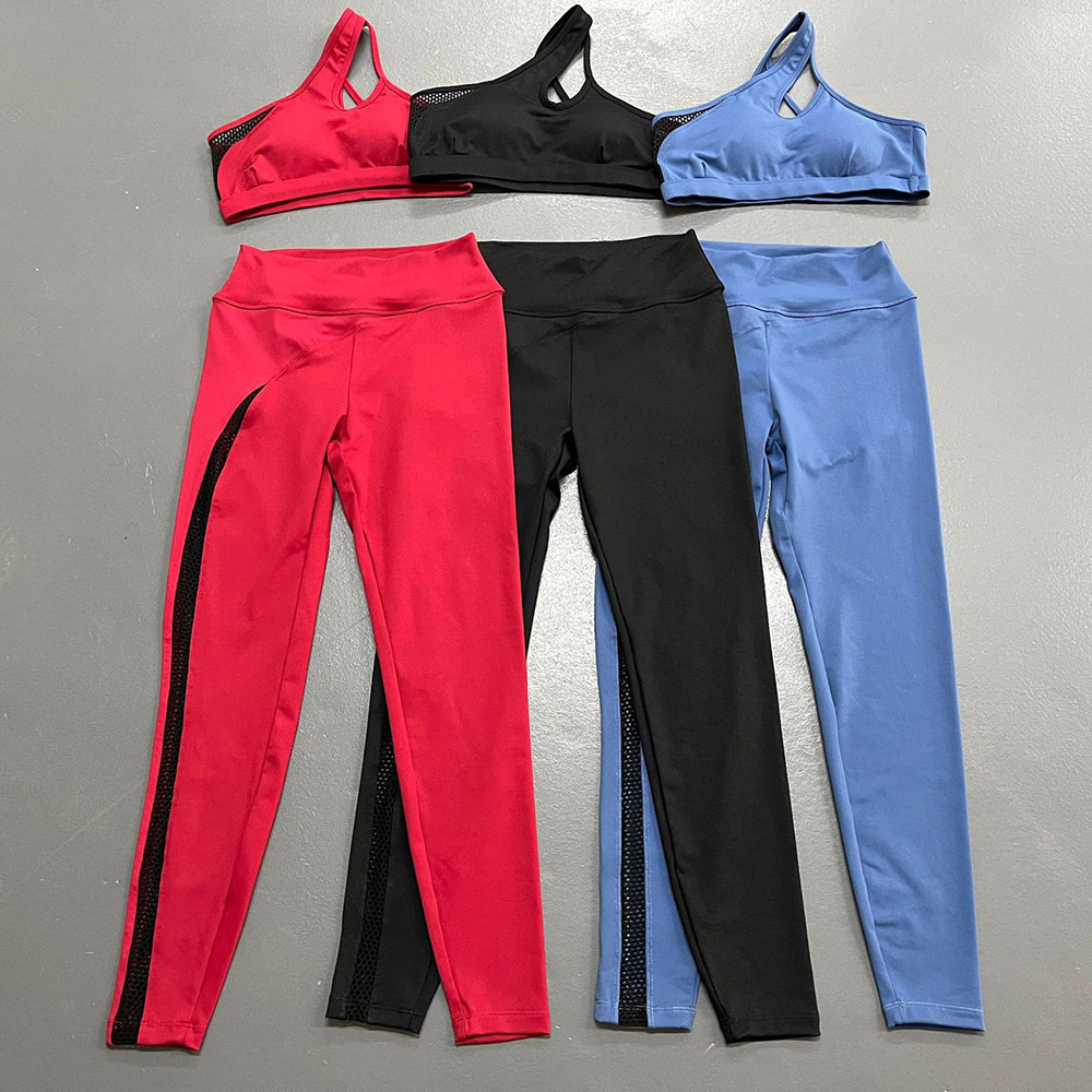 Patchwork Anti-Sweat Color Block Full Length Sleeveless Clothing Sets