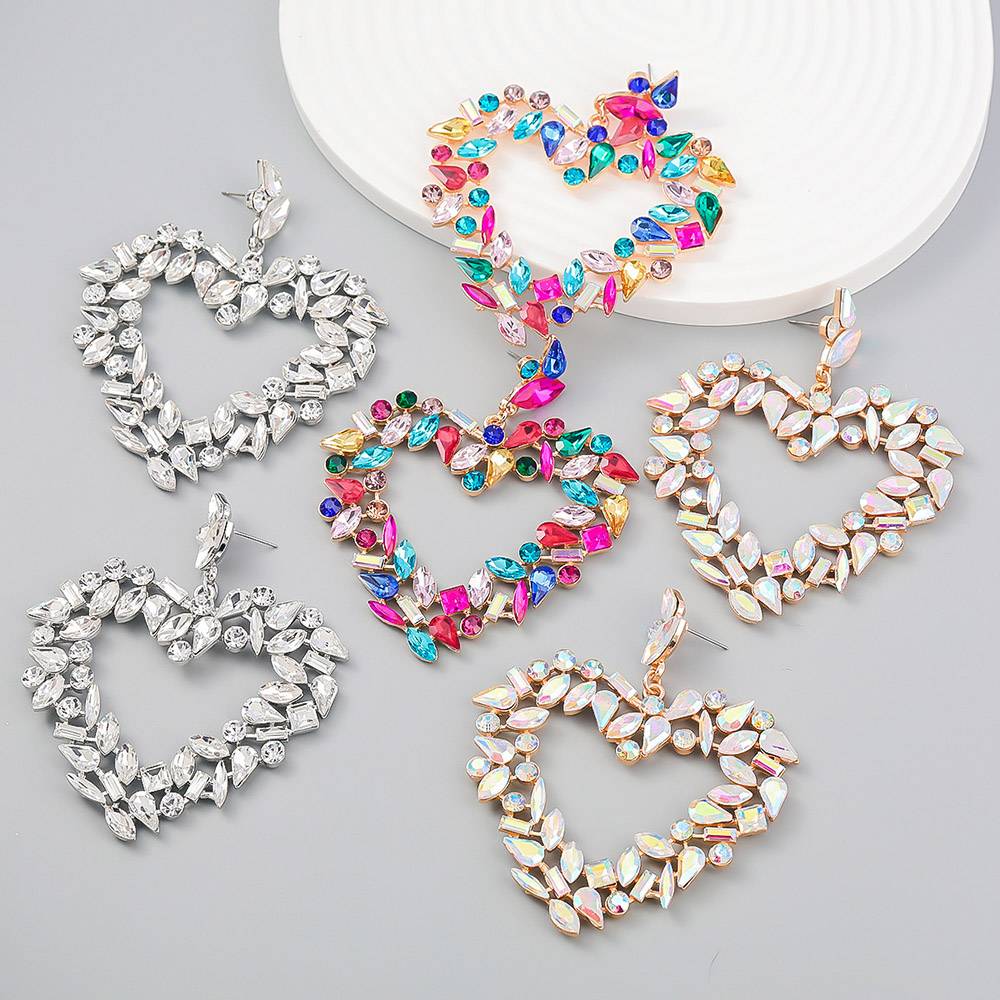 Heart-Shaped European Rhinestone Gift Earrings
