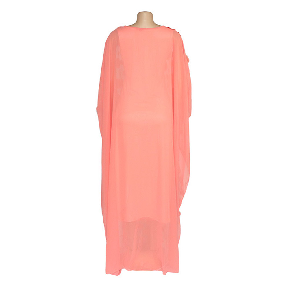 Long Sleeve Round Neck See-Through Floor-Length Polka Dots Women's Dress