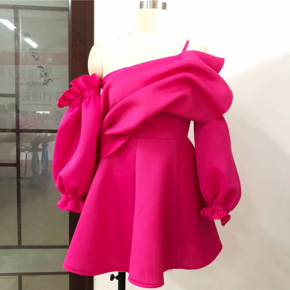 Above Knee Falbala Long Sleeve Pullover Women's Dress