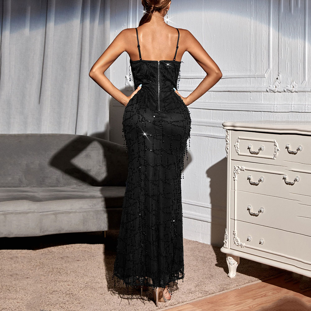Floor-Length Sequins Sleeveless Summer Women's Dress