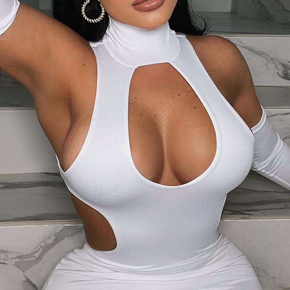Turtleneck Asymmetric Above Knee Long Sleeve Western Women's Dress