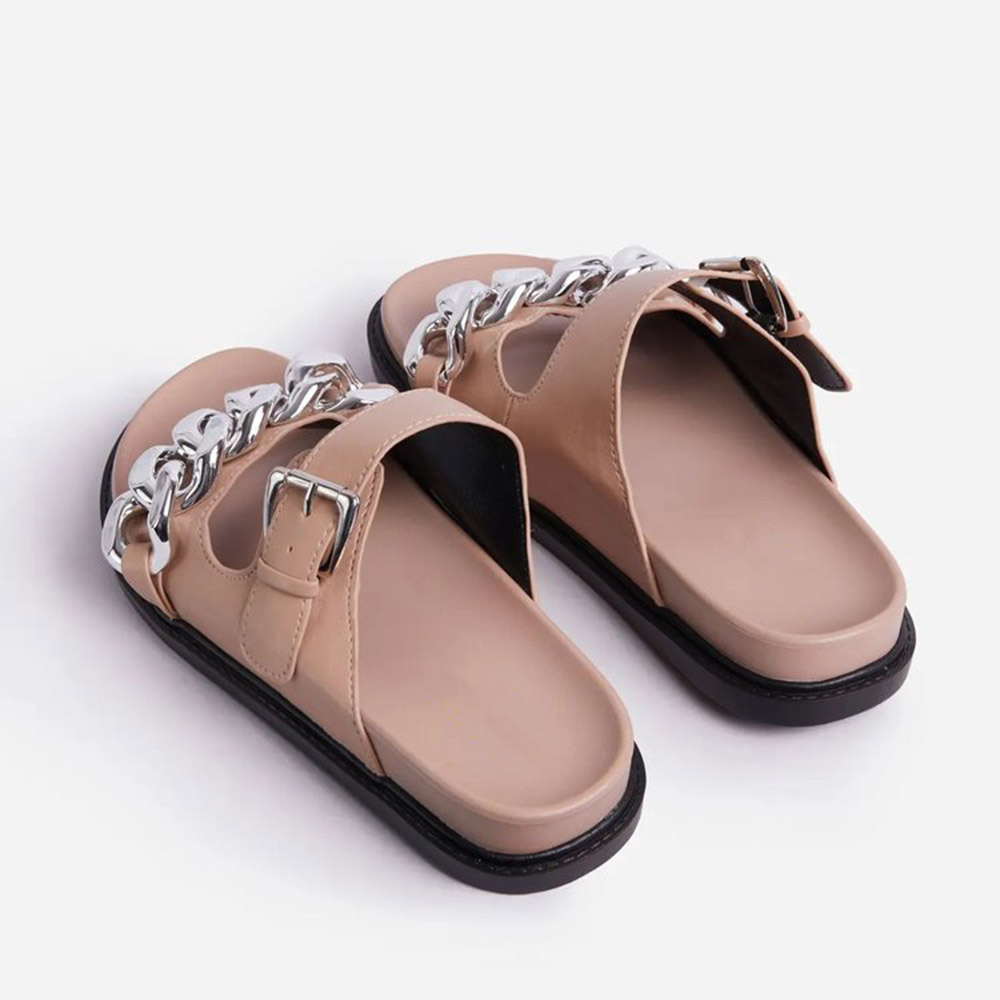 Flat With Chain Slip-On Flip Flop PVC Slippers