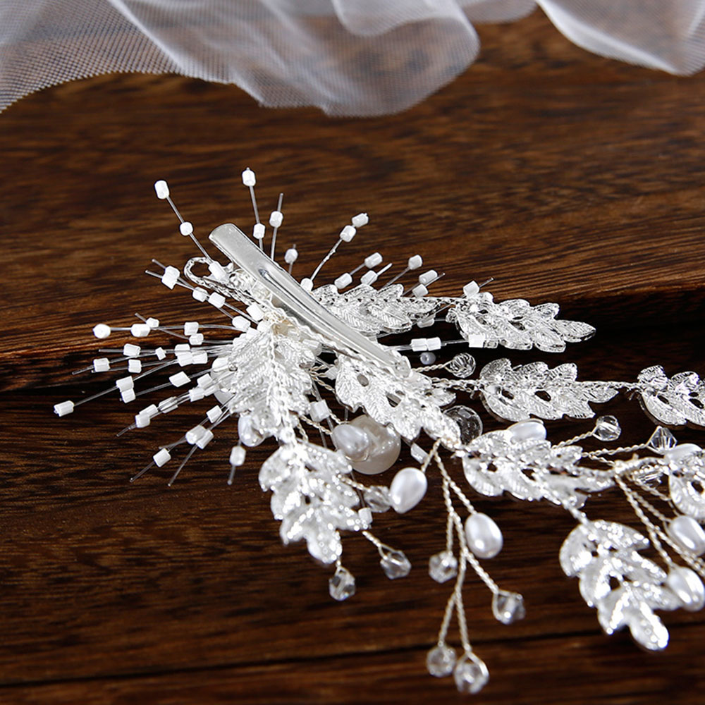 Korean Leaf Diamante Barrette Wedding Hair Accessories