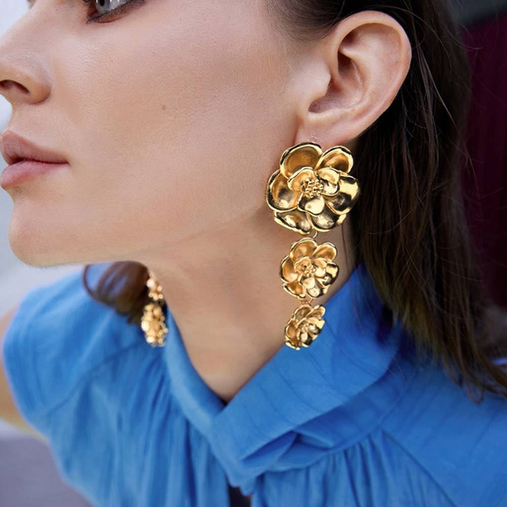 E-Plating Alloy Floral Ethnic Prom Earrings