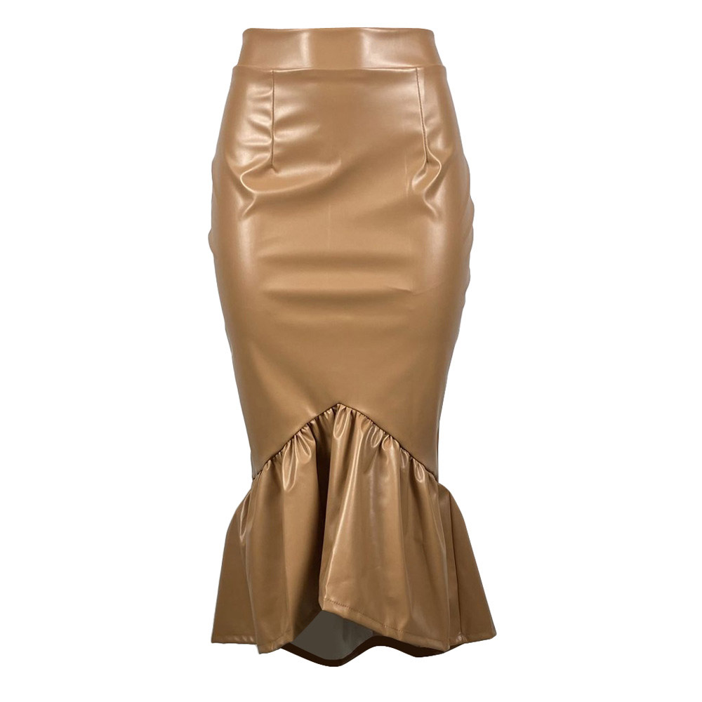Patchwork Ankle-Length Asymmetrical Plain Fashion Women's Skirt