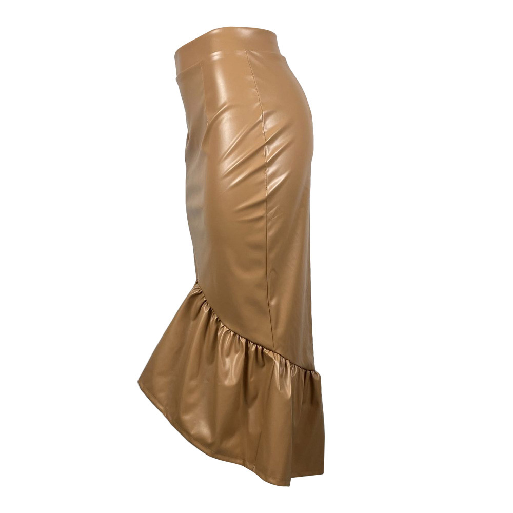 Patchwork Ankle-Length Asymmetrical Plain Fashion Women's Skirt
