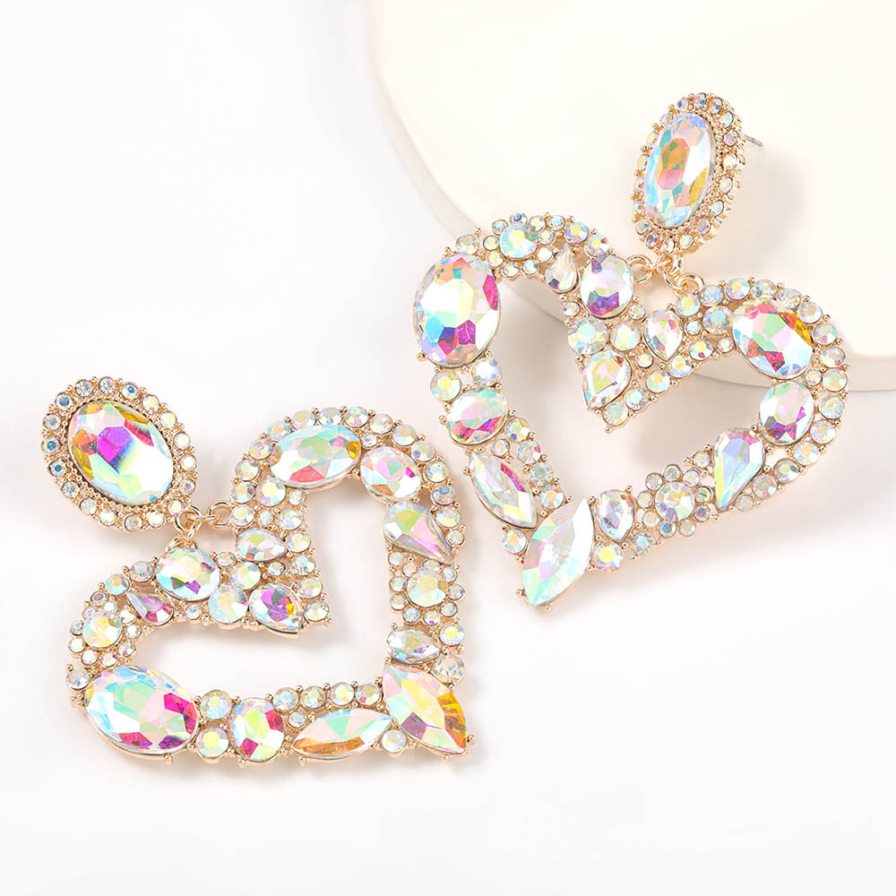 Alloy Heart-Shaped European Diamante Birthday Earrings