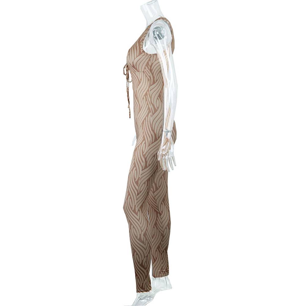 Full Length Sexy Print High Waist Women's Jumpsuit