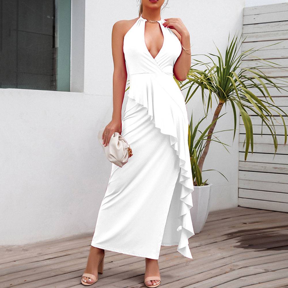Pleated Sleeveless Ankle-Length Fashion Women's Dress