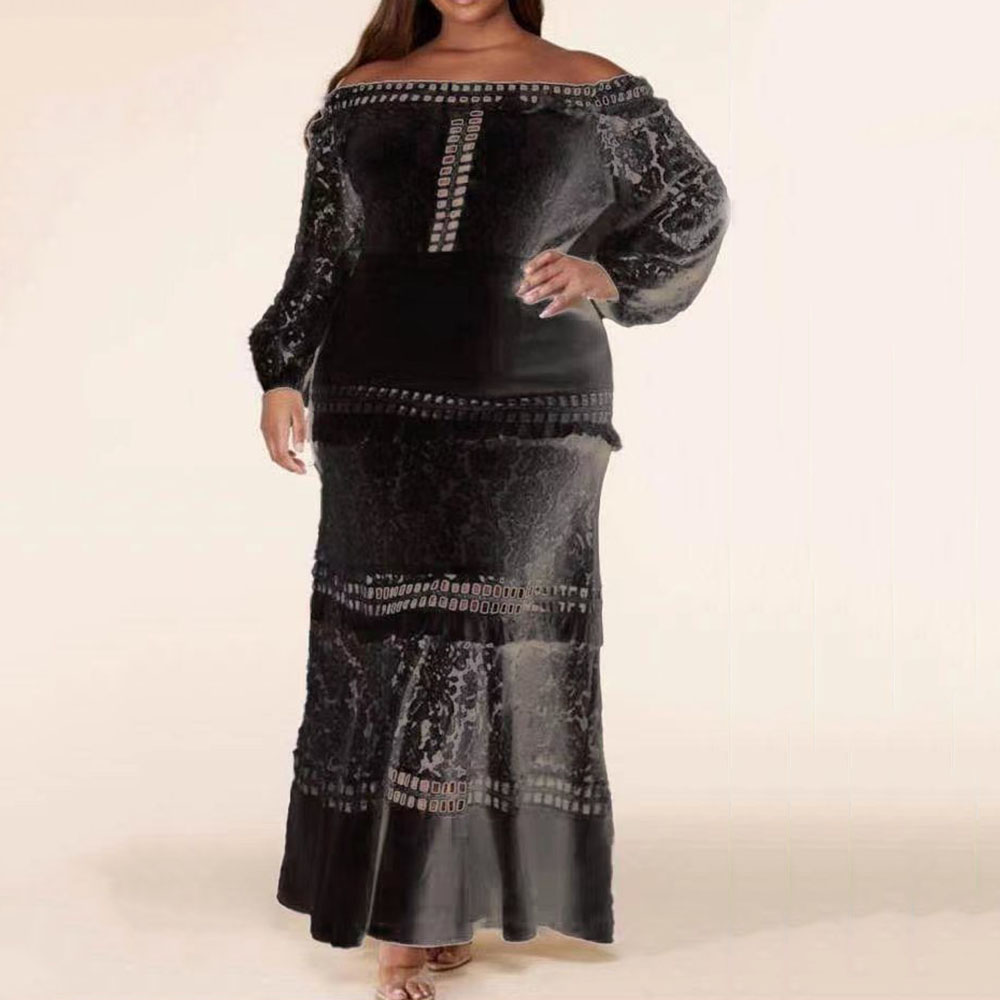 Floor-Length Lace Long Sleeve Off Shoulder Sweet Women's Dress