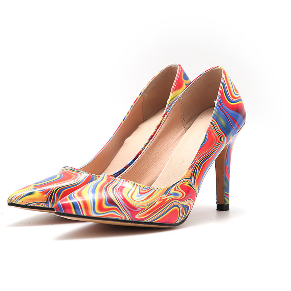 Pointed Toe Print Slip-On Stiletto Heel High Heel (5-8cm) Thin Shoes