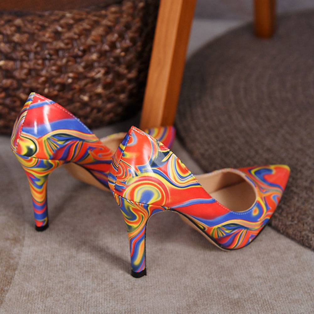 Pointed Toe Print Slip-On Stiletto Heel High Heel (5-8cm) Thin Shoes