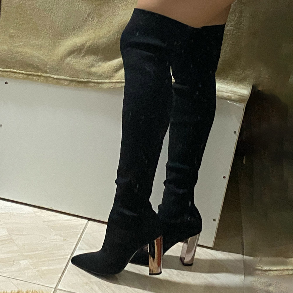 Chunky Heel Slip-On Pointed Toe Western Boots