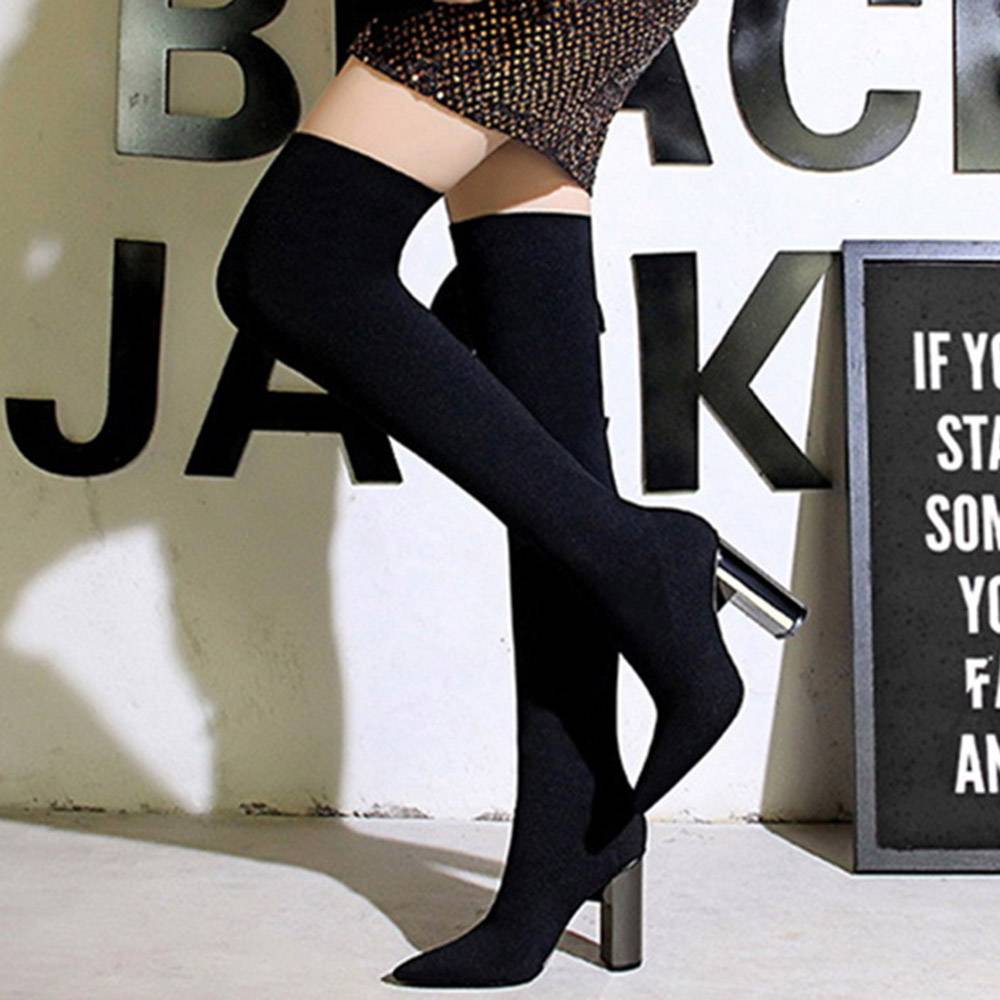 Chunky Heel Slip-On Pointed Toe Western Boots