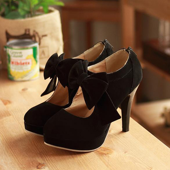 Round Toe Bow Zipper Casual Thin Shoes
