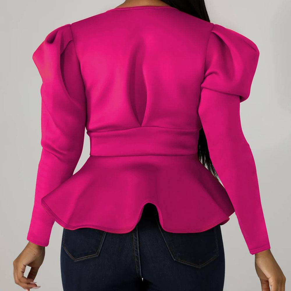Plain Bowknot Long Sleeve Women's Blouse
