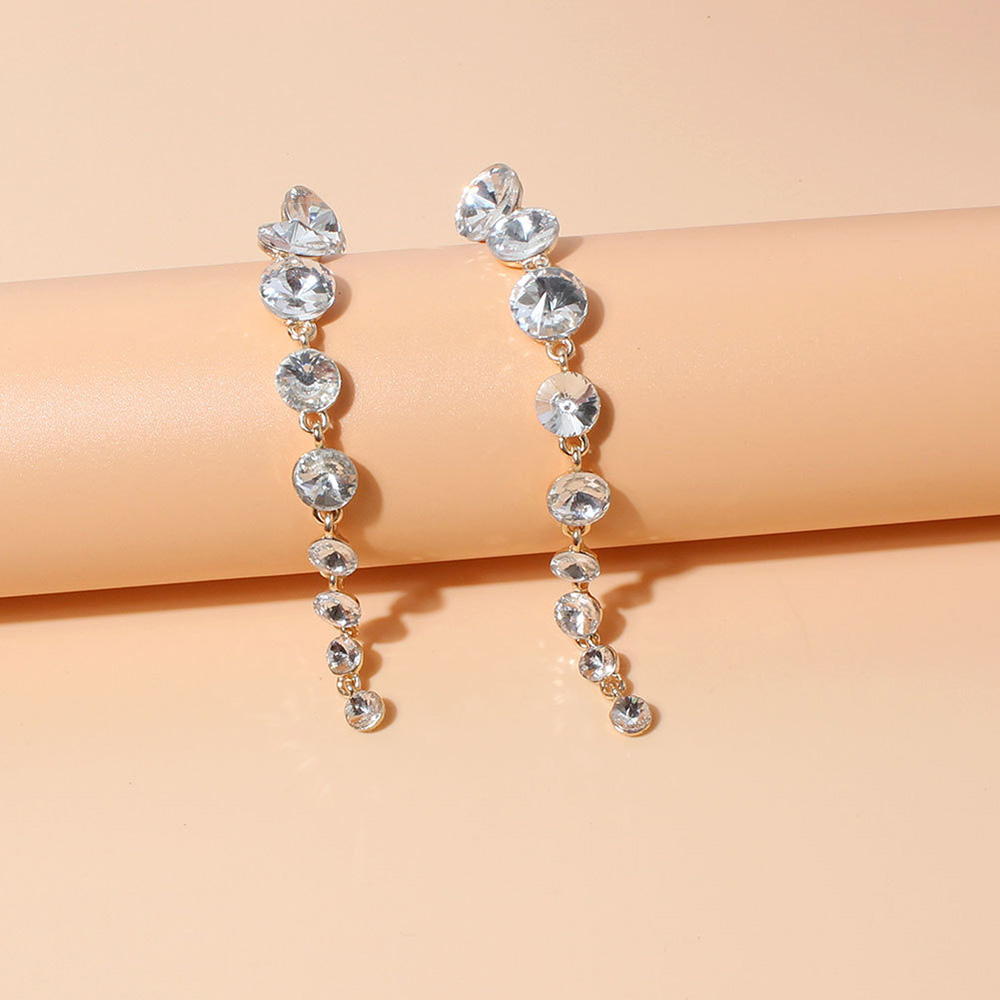 Korean Alloy Geometric Diamante Birthday Earrings
