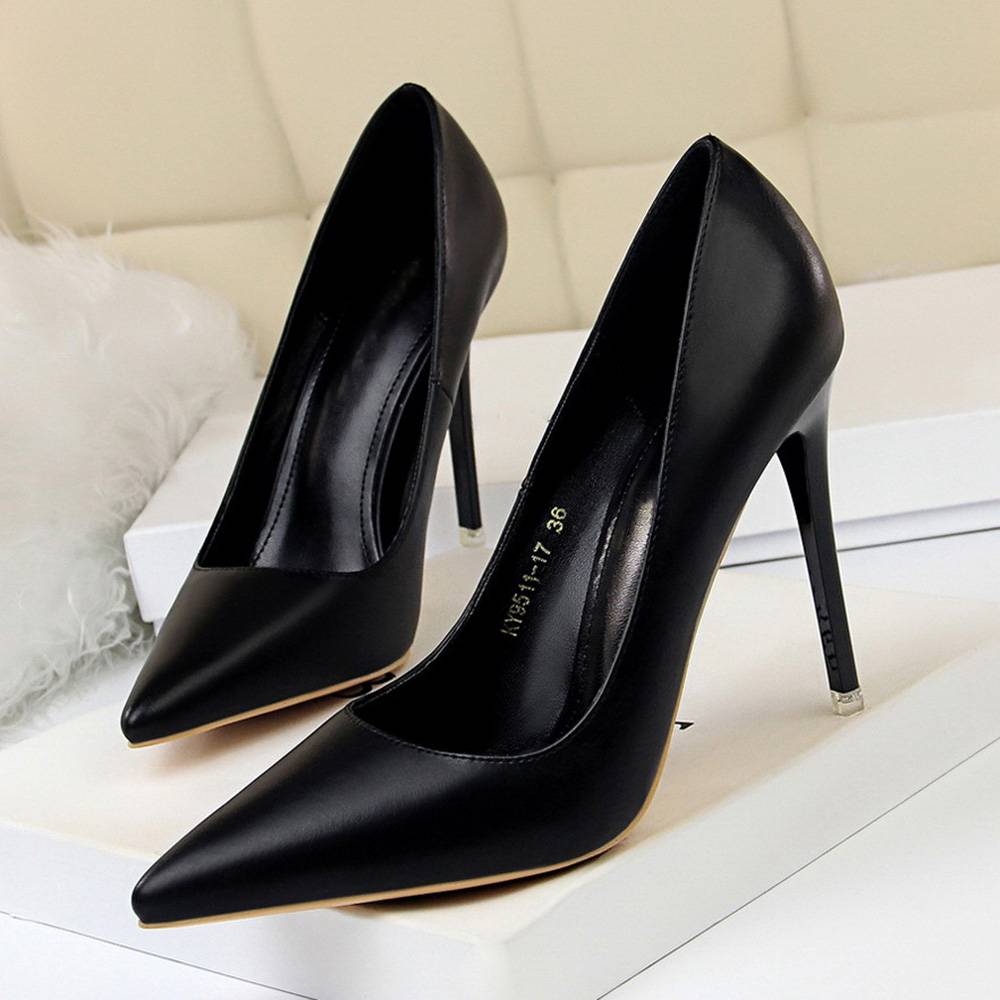 Stiletto Heel Slip-On Pointed Toe Plain Thin Shoes