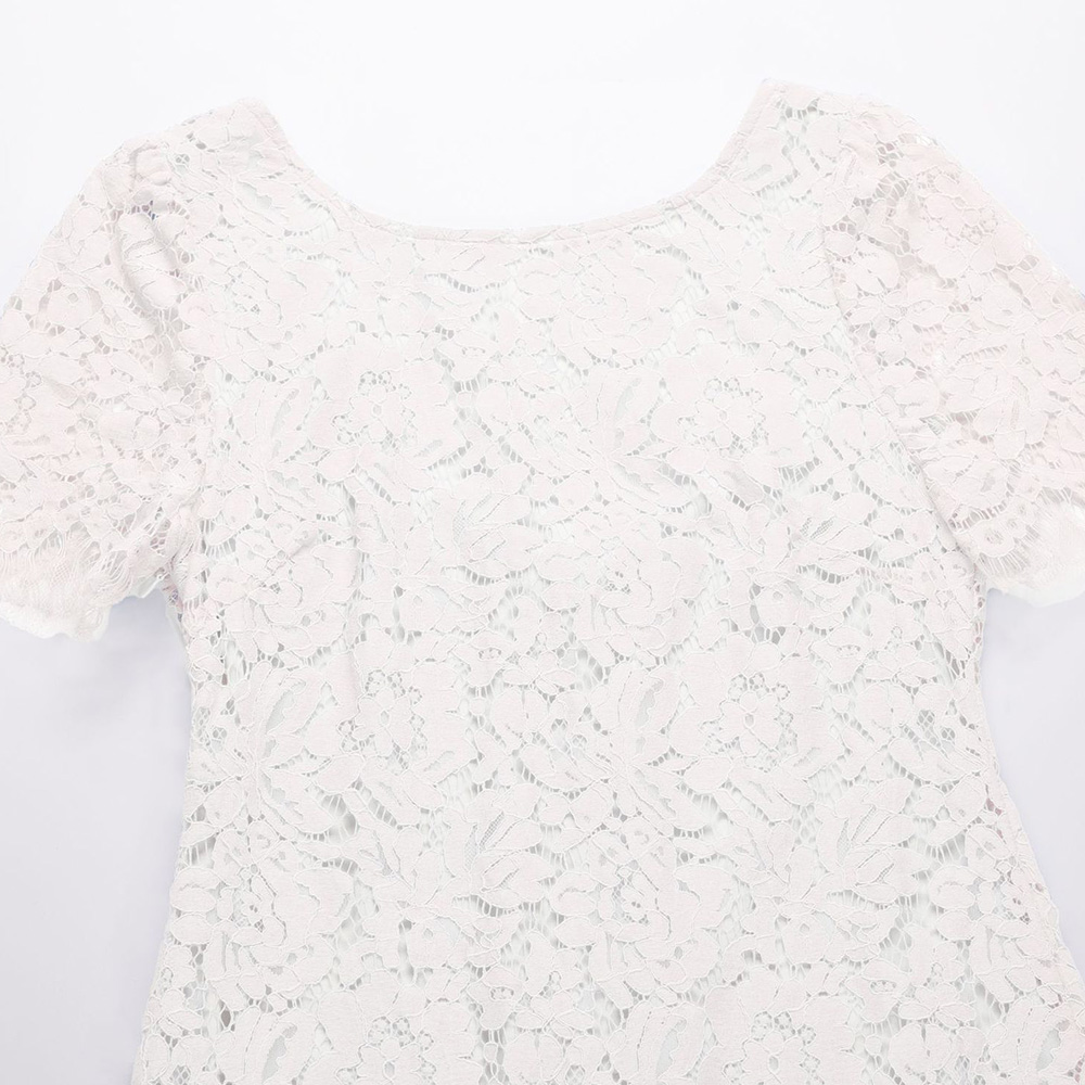 Round Neck Mid-Calf Lace Short Sleeve Pullover Women's Dress