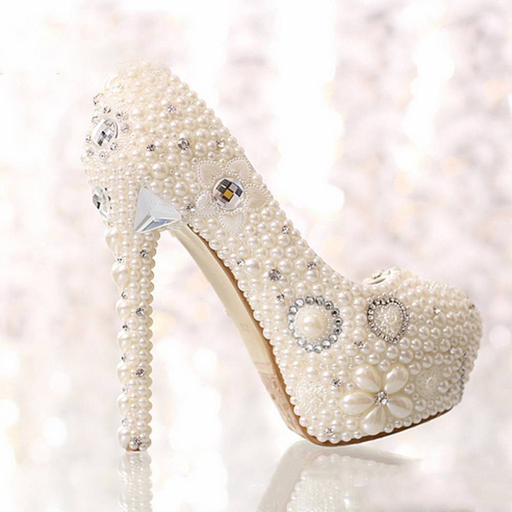 Round Toe Rhinestone Slip-On Platform Princess Thin Shoes