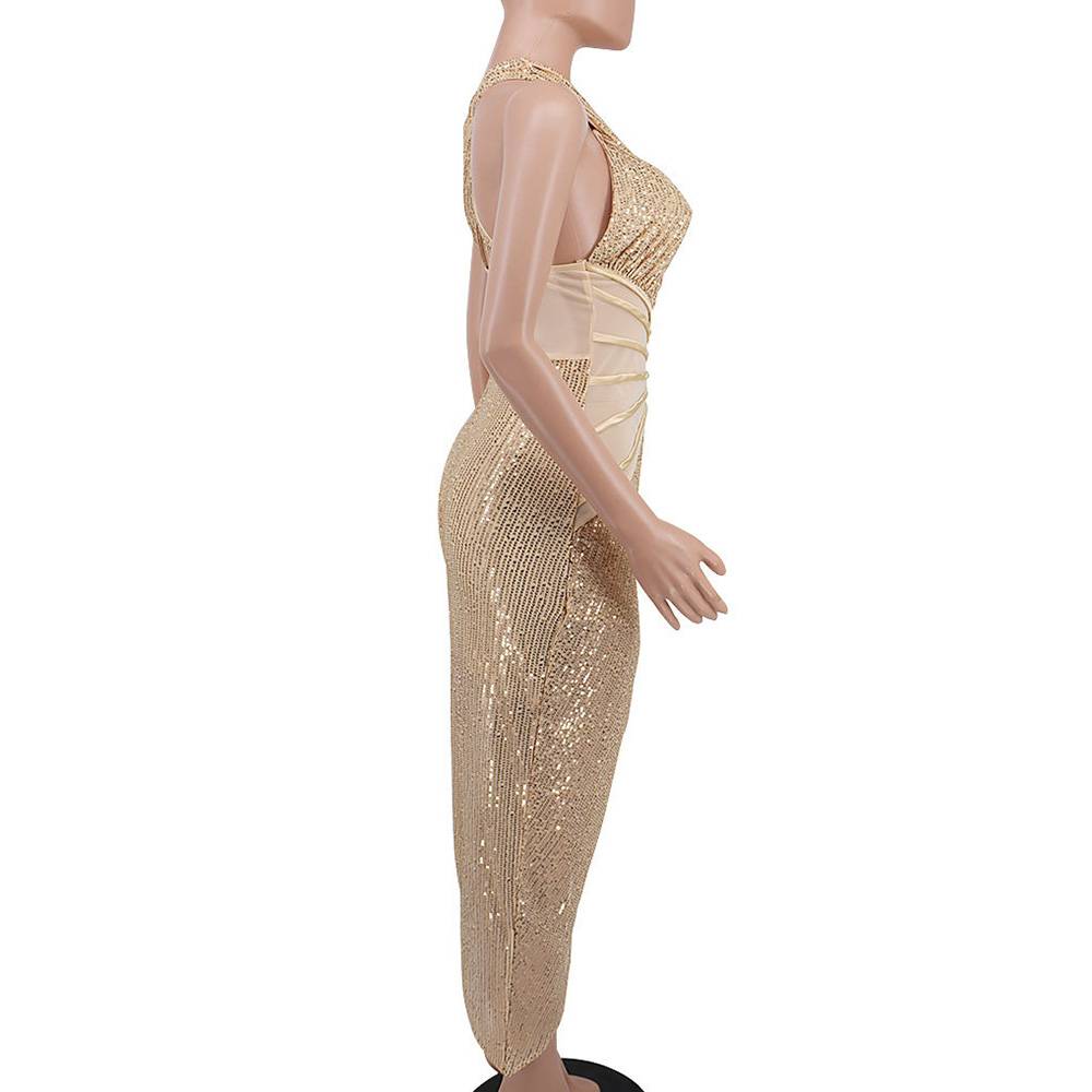 Sleeveless Ankle-Length Sequins Summer Women's Dress