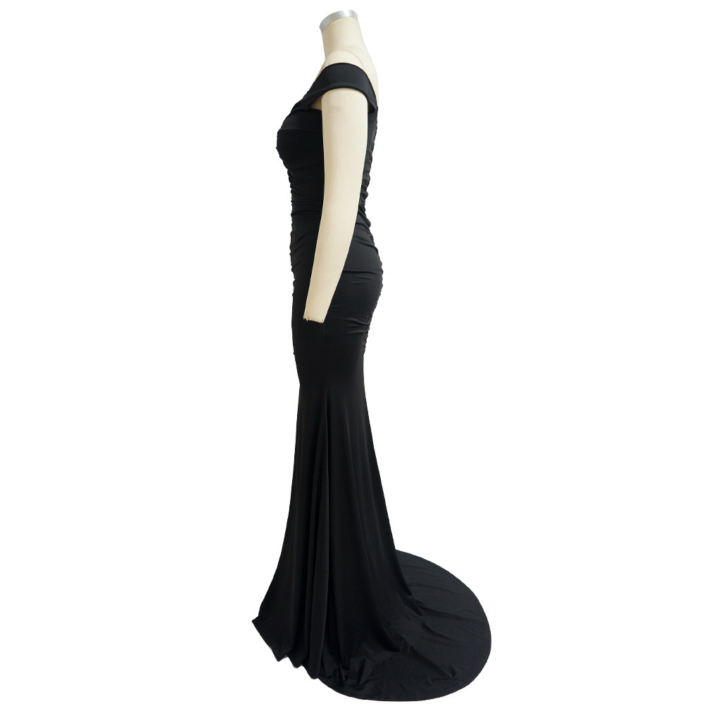 Floor-Length V-Neck Short Sleeve Pleated Pullover Women's Dress