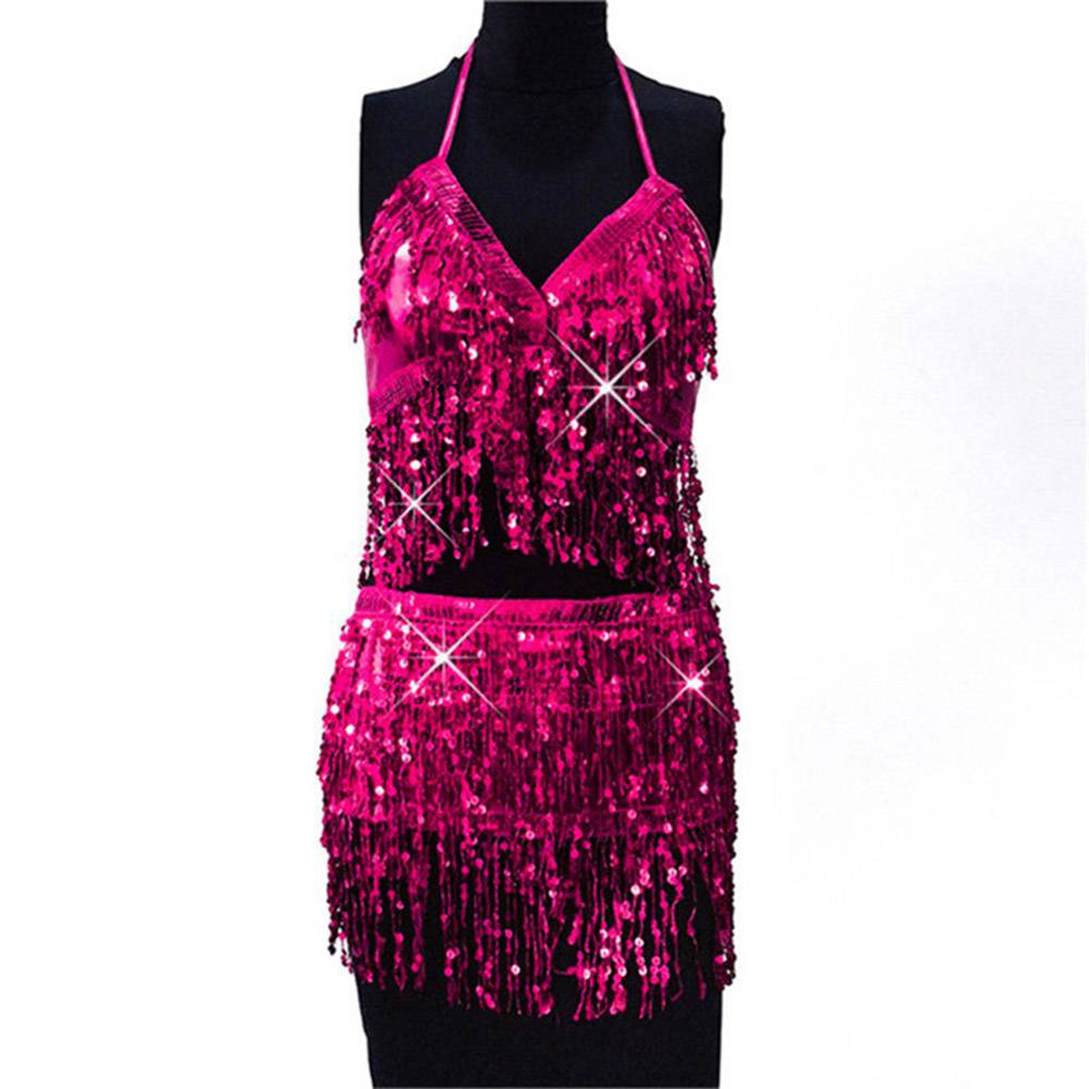 Plain Tassel Sexy Skirt V-Neck Women's Two Piece Sets
