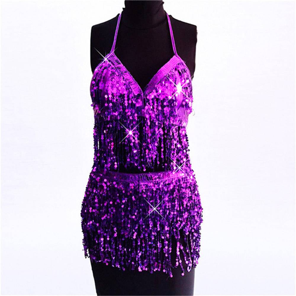 Plain Tassel Sexy Skirt V-Neck Women's Two Piece Sets