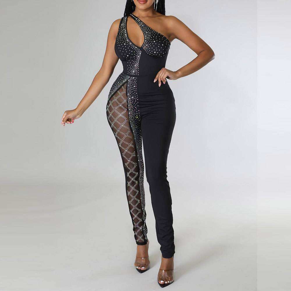 See-Through Sexy Full Length Pencil Pants Women's Jumpsuit