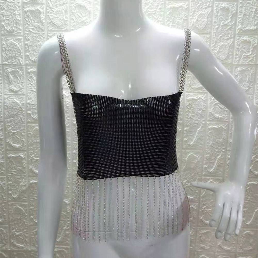 Polyester Spaghetti Straps Diamond Fall Short Women's Tank Top