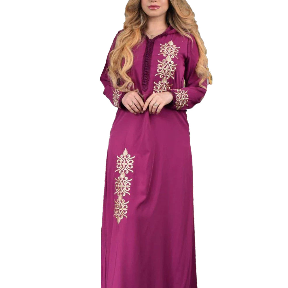 Ankle-Length Long Sleeve Embroidery Muslim Women's Dress