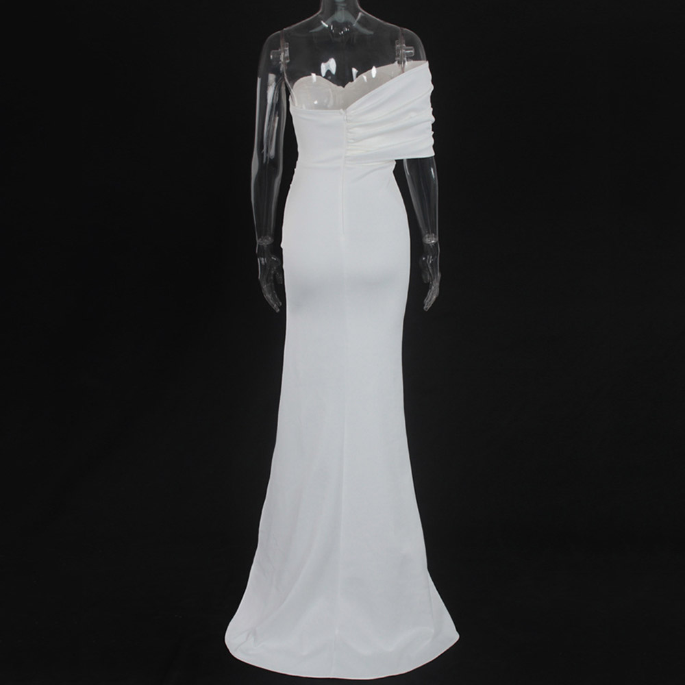 Floor-Length Half Sleeve Asymmetric Oblique Collar Fashion Women's Dress