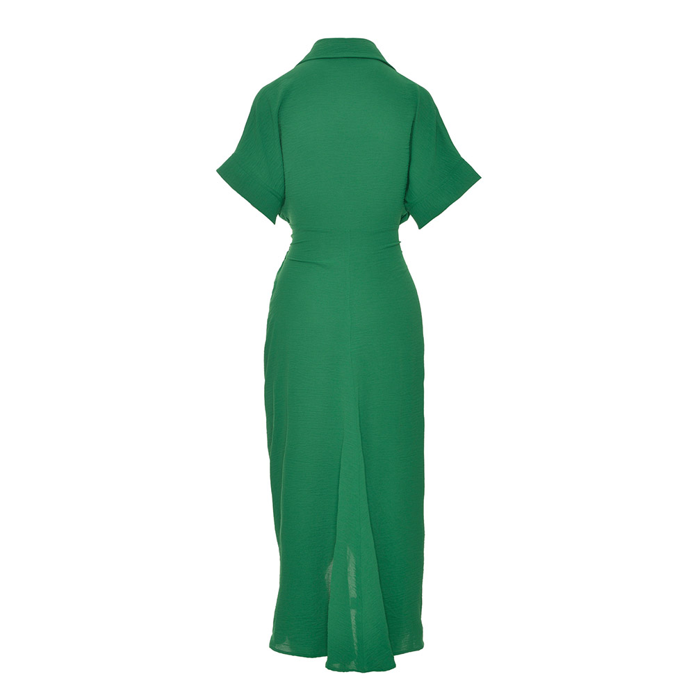 Asymmetric Half Sleeve Mid-Calf Lapel Asymmetrical Women's Dress