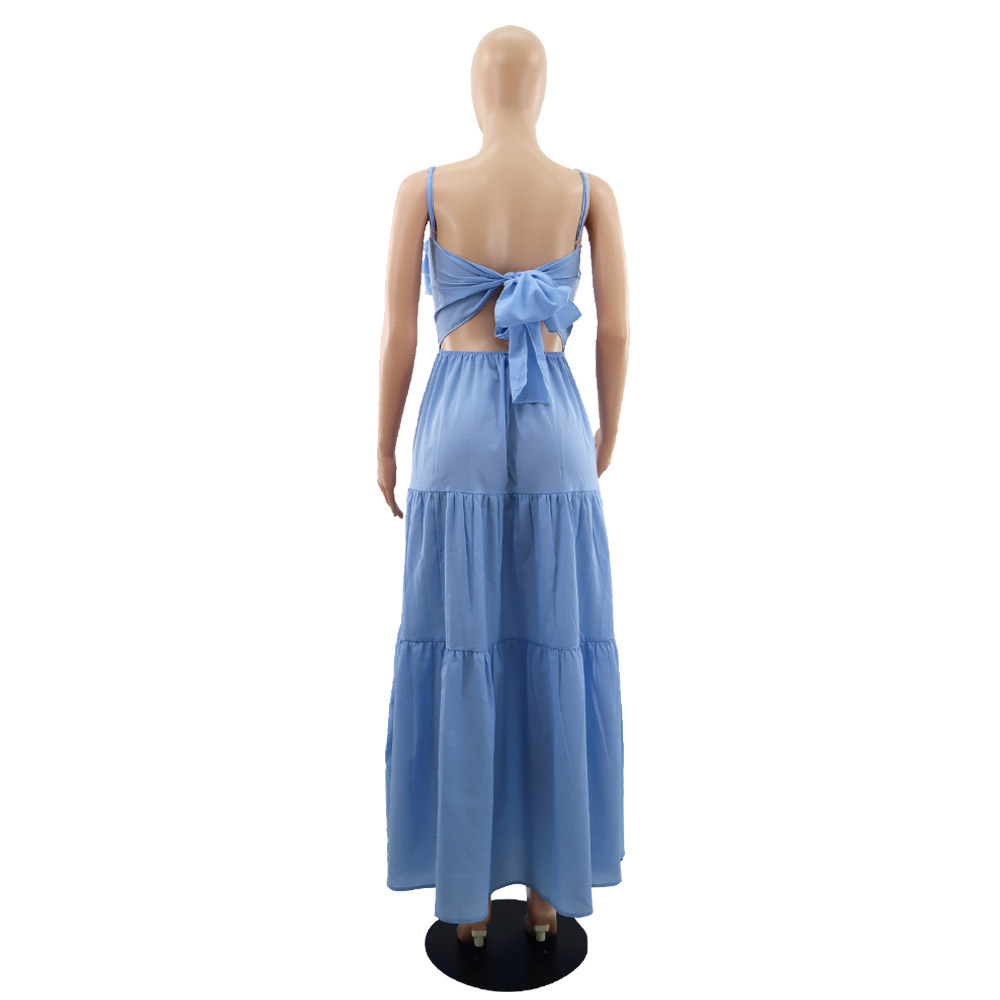 Sleeveless Stringy Selvedge Ankle-Length Spaghetti Strap Women's Dress