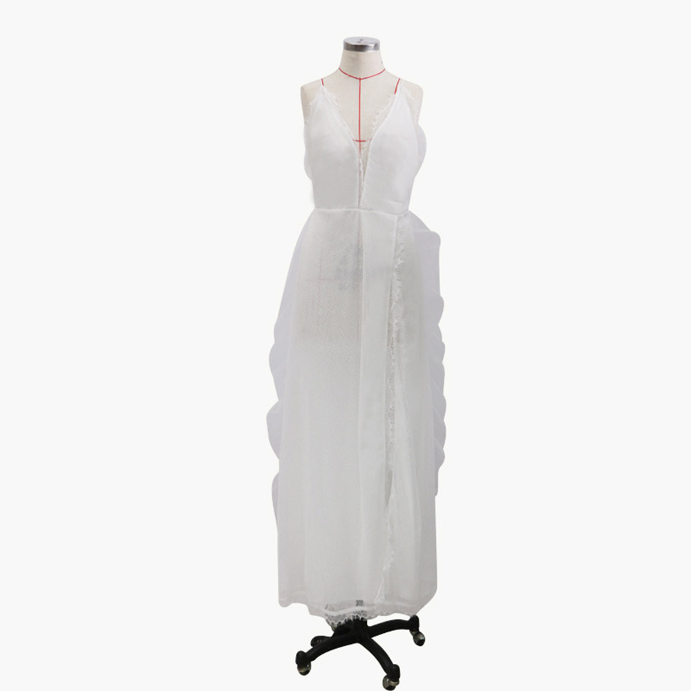 V-Neck Split Floor-Length Sleeveless A-Line Women's Dress