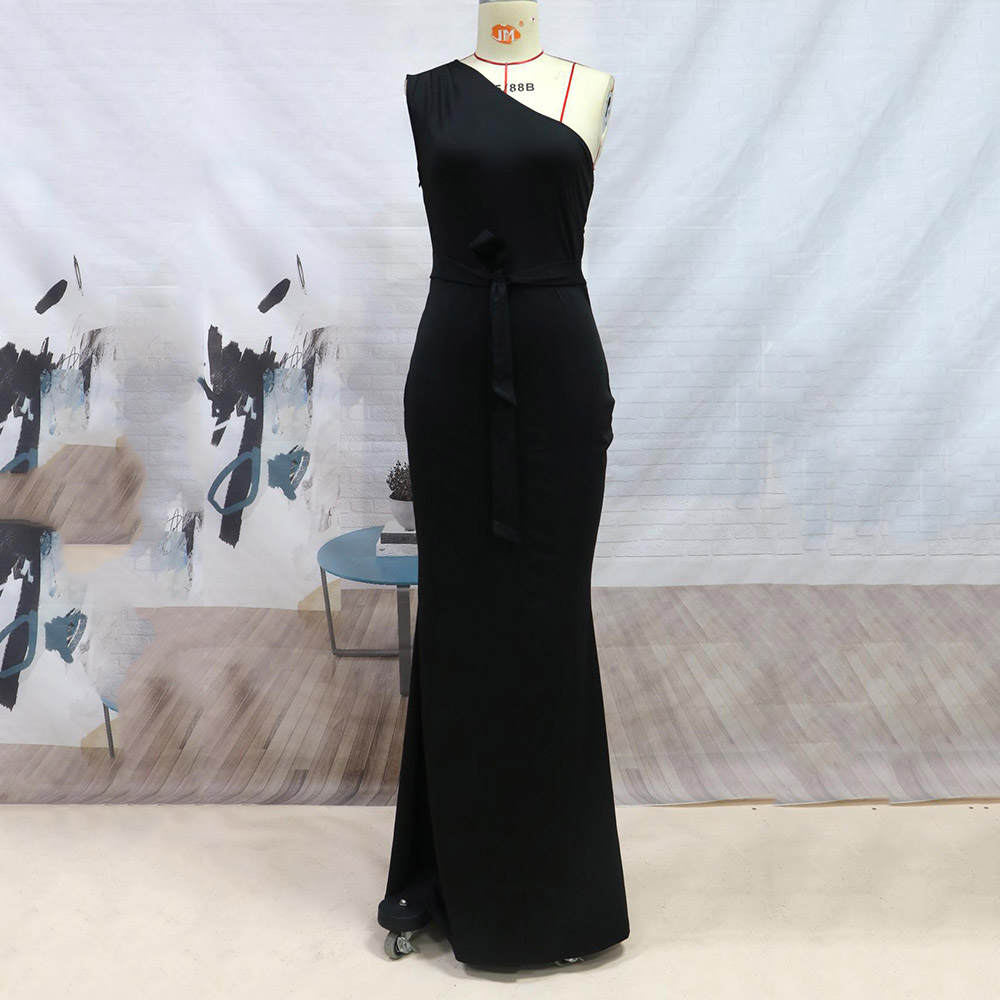 Oblique Collar Sleeveless Asymmetric Floor-Length Summer Women's Dress