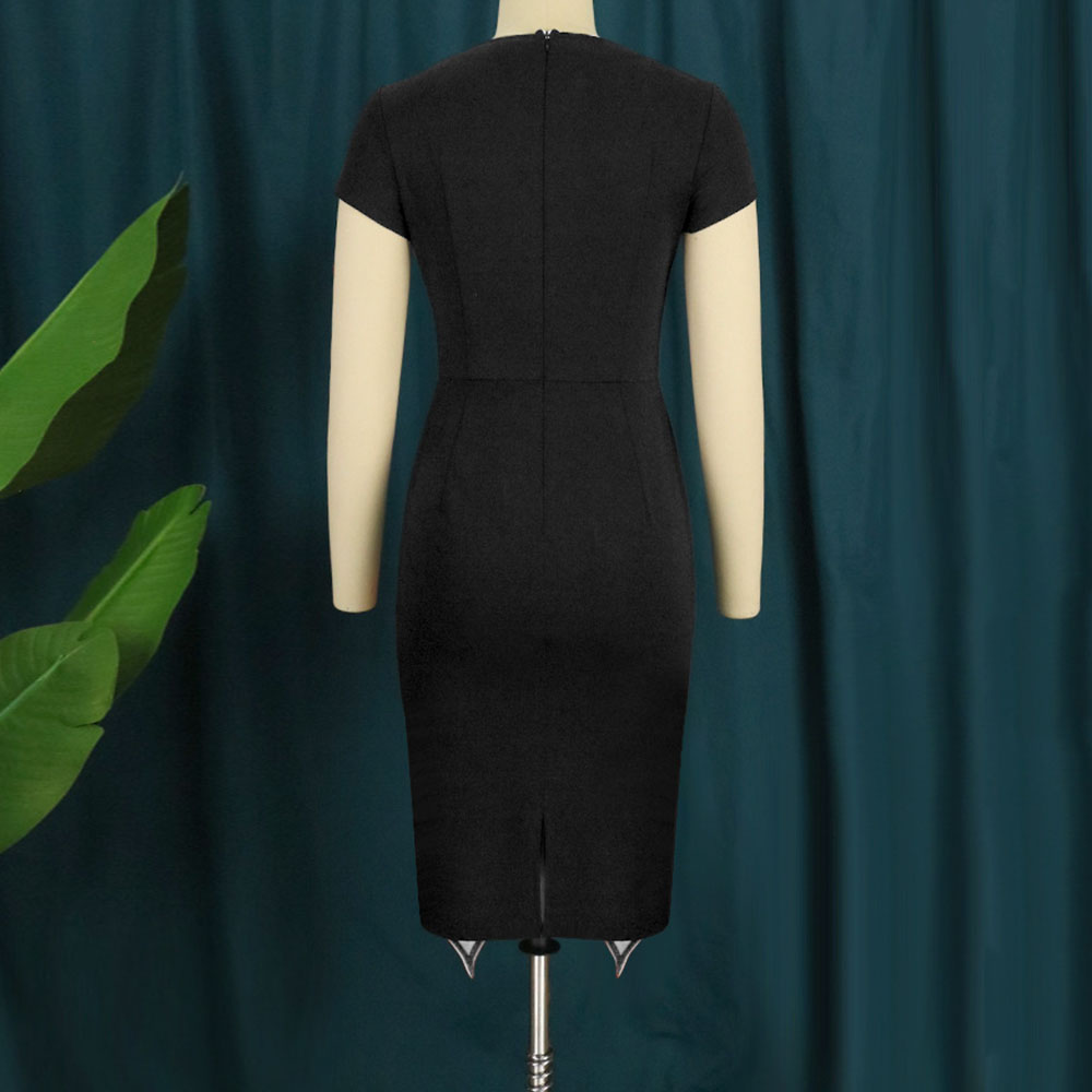 Short Sleeve Asymmetric Mid-Calf Bodycon Women's Dress