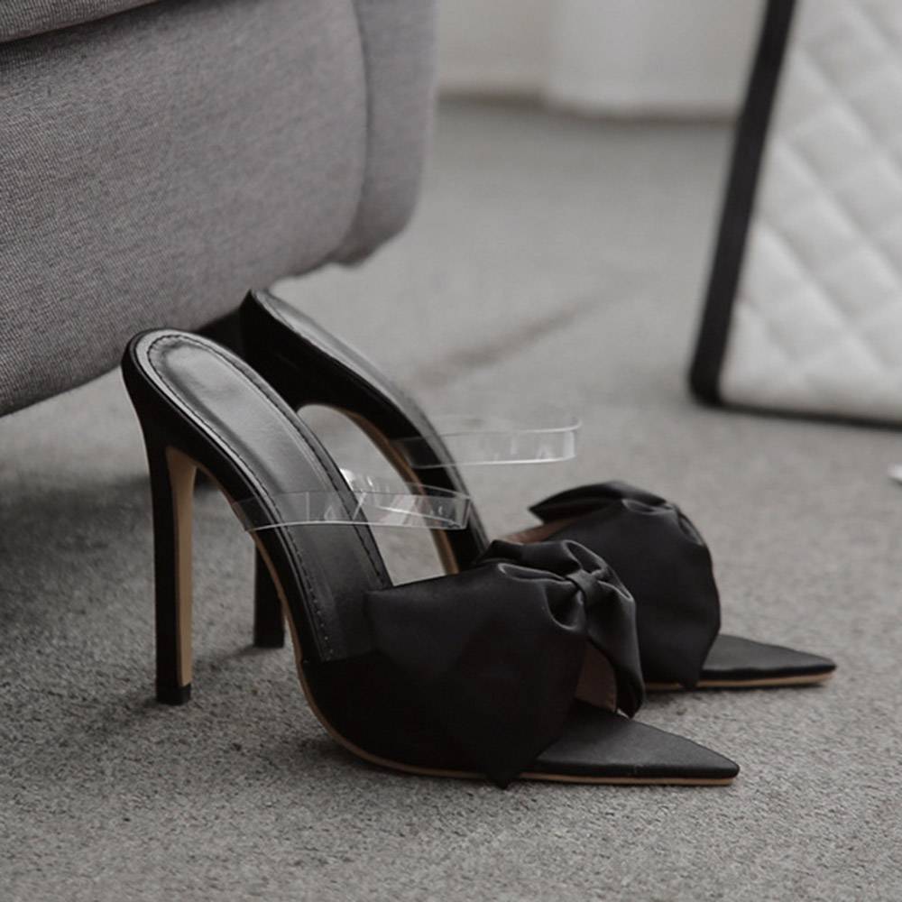 Flip Flop Slip-On Bow Stiletto Heel Casual Slippers