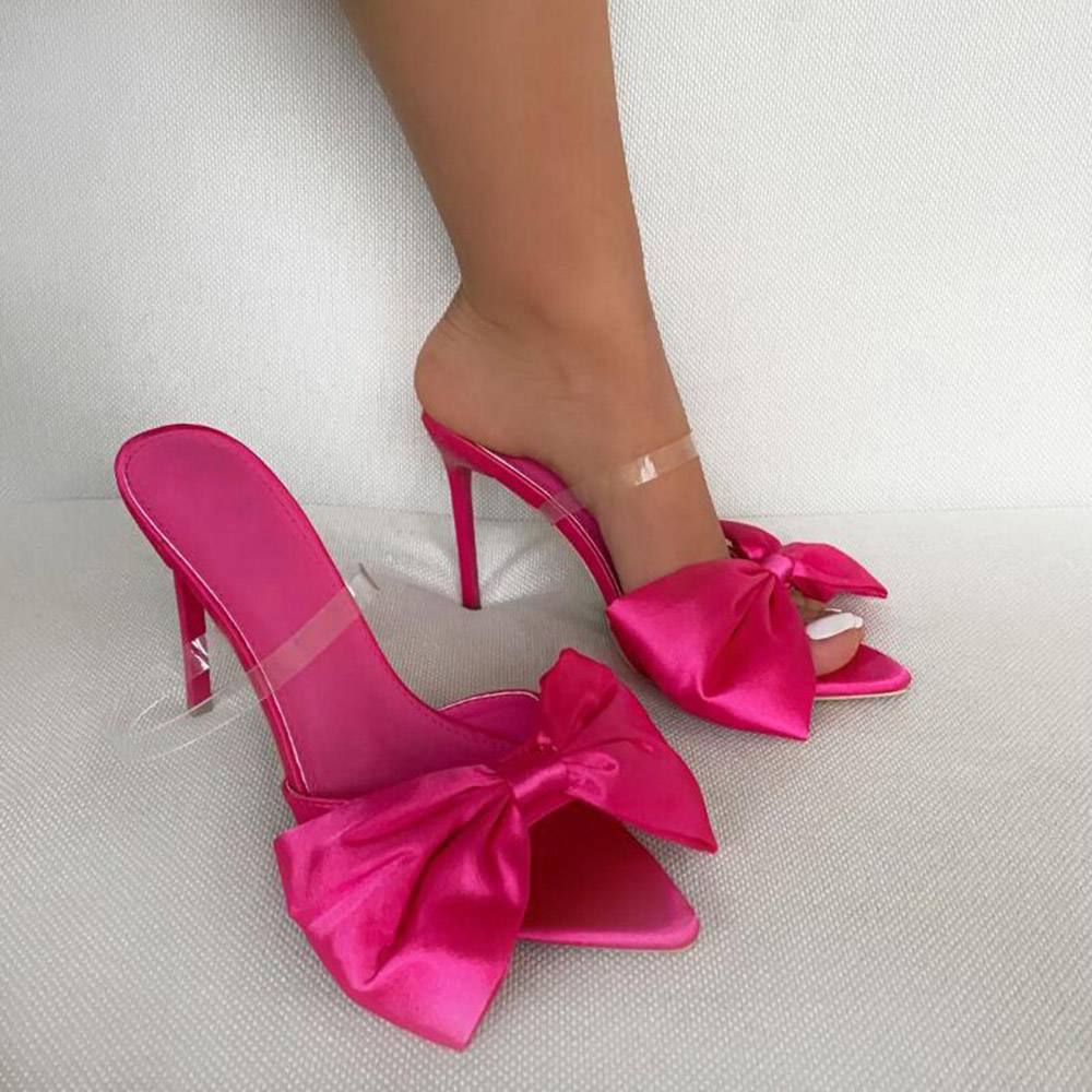 Flip Flop Slip-On Bow Stiletto Heel Casual Slippers