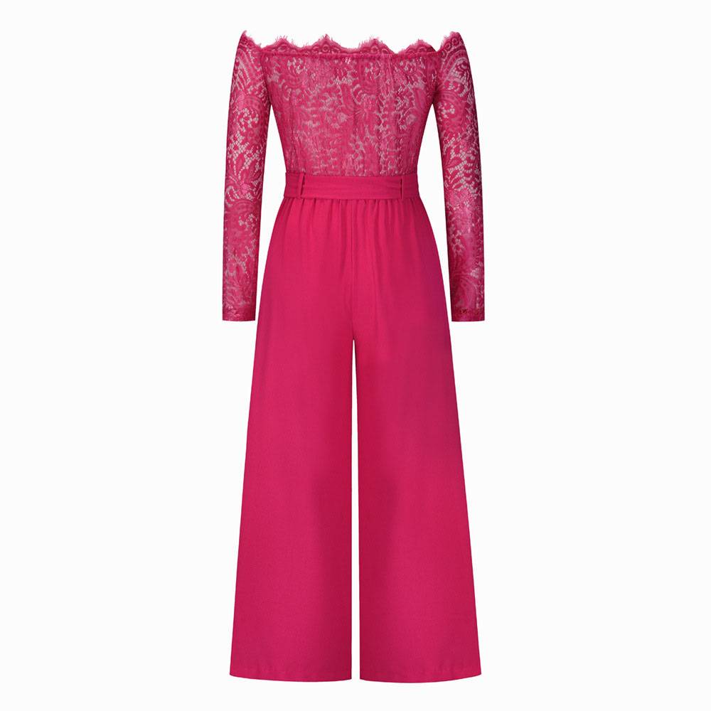 Office Lady Full Length Split Plain High Waist Women's Jumpsuit